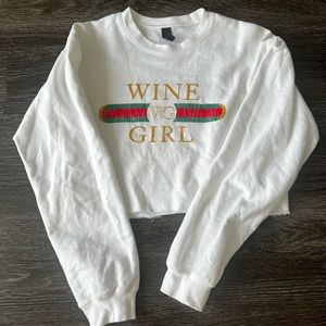 Cropped crew neck sweater
